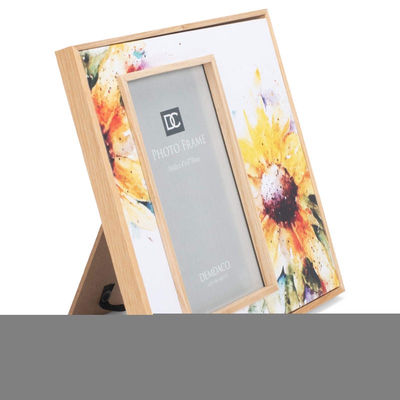 DEMDACO Dean Crouser Sunflower Yellow Flower Wall Art Holds 4 x 6 Photo in 8.75 x 7.75 Wood and Canvas Tabletop Picture Frame - Image 4